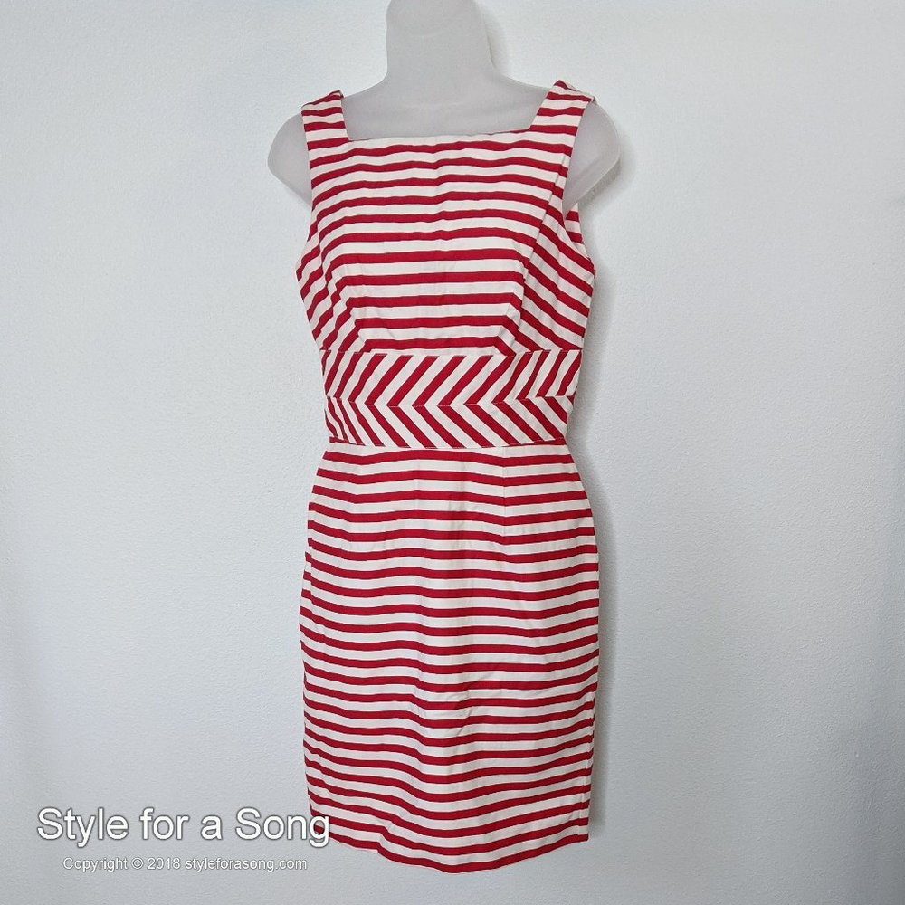 Vintage 80's Geary Roark Red White Striped Dress 6
